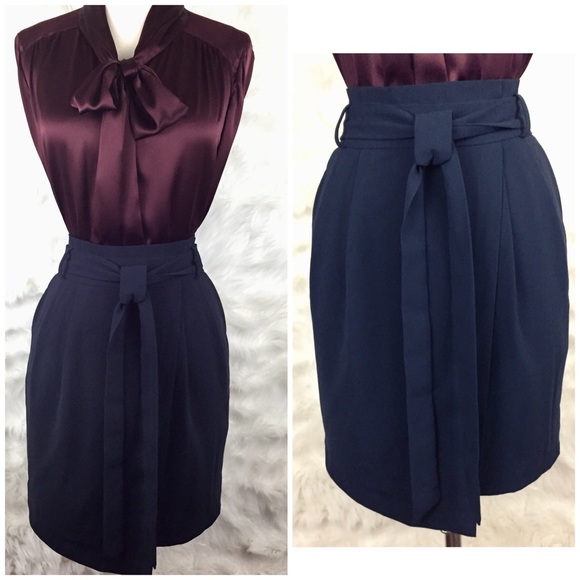 Harper Dresses & Skirts - Harper | Navy Faux Wrap Skirt with Tie in Medium